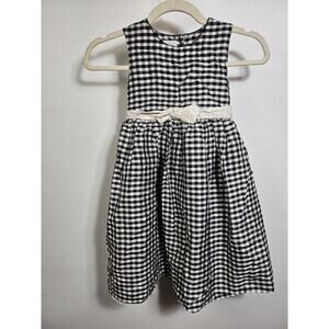 Perfectly Dressed Girl's Black And White Plaid Dress Size 6X Bow Tie